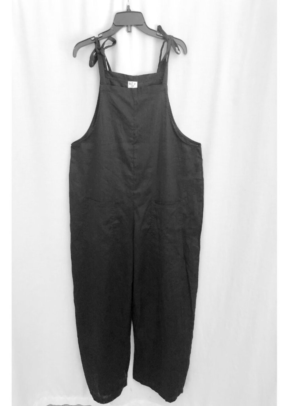 Shiny by Nature Black Wide Leg Linen Cotton Overalls Size XL